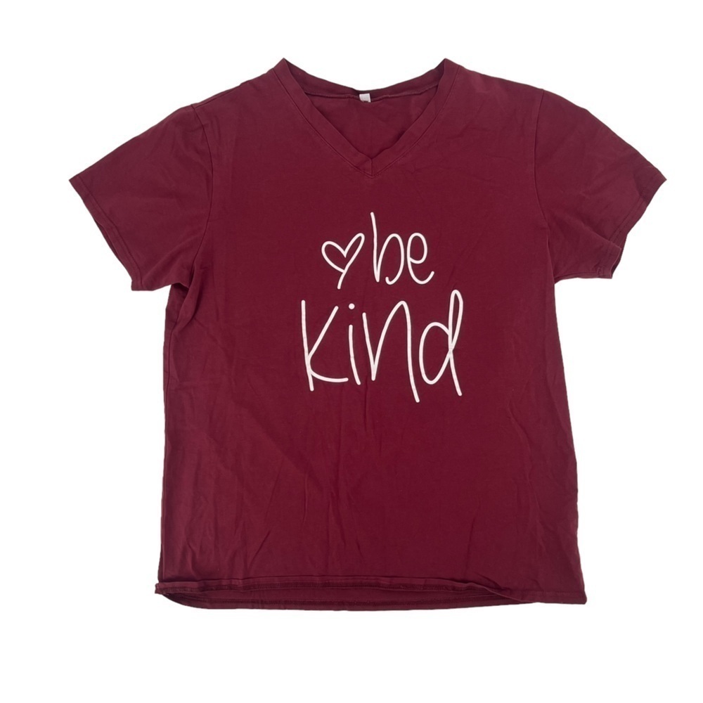 Be Kind Printed Red Short Sleeve Shirt Size Large Women's